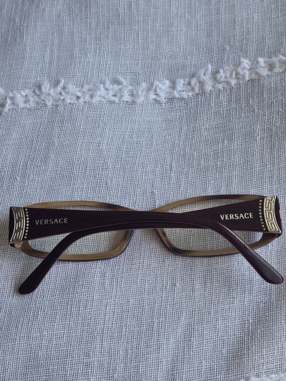 Versace Women’s Rectangular Glasses - Burgundy and Gold